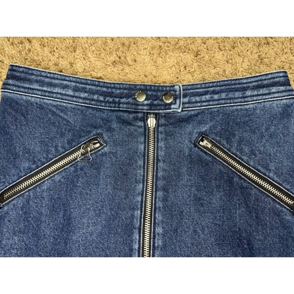 RAG & BONE Racer Denim Mini Skirt Zip Preppy Academia Grunge Gothic Party Sz 27 - Picture 6 of 8